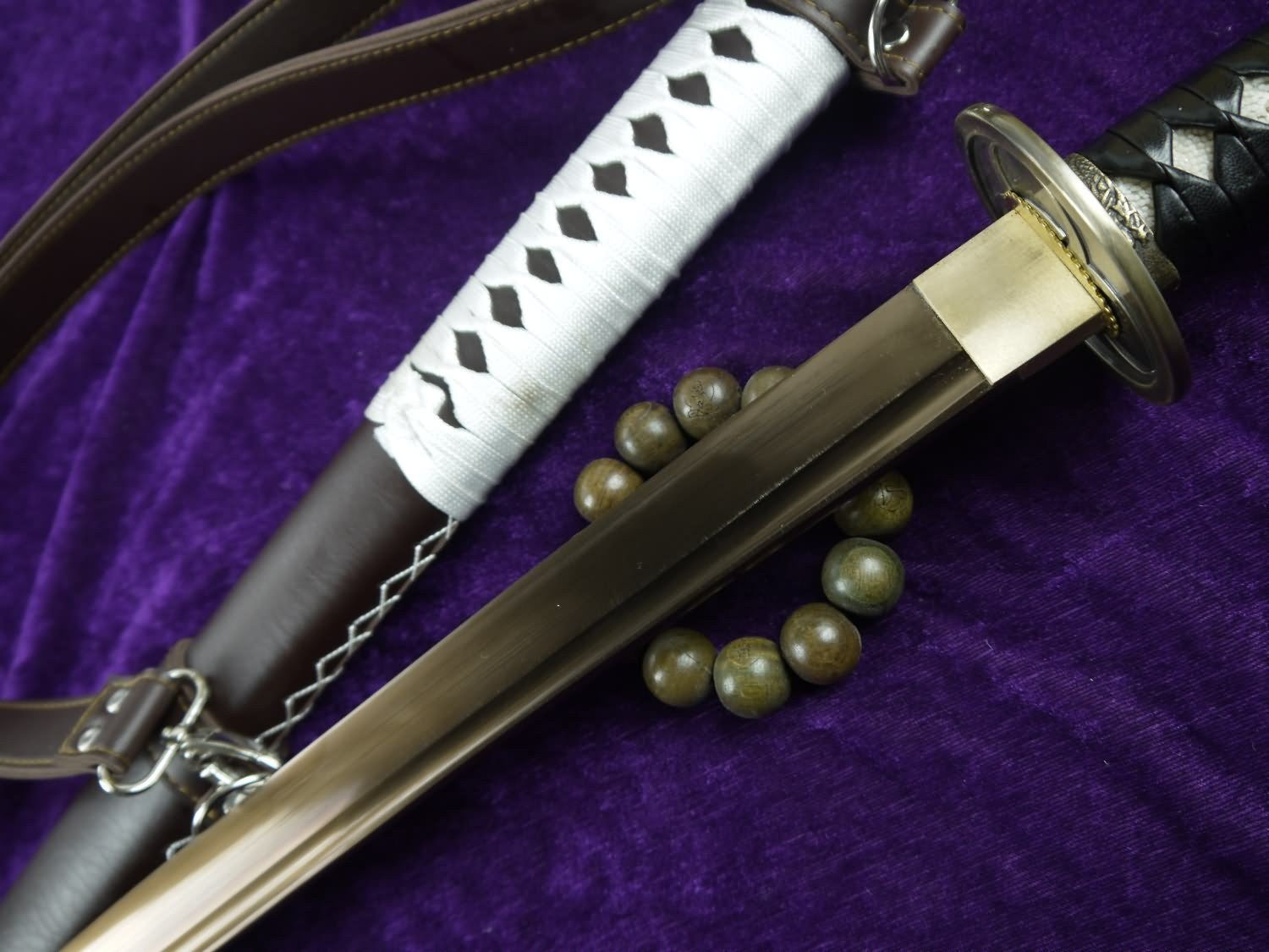 Uchikatana/High carbon steel Golden blade/Leather scabbard/Alloy fittings - Chinese sword shop
