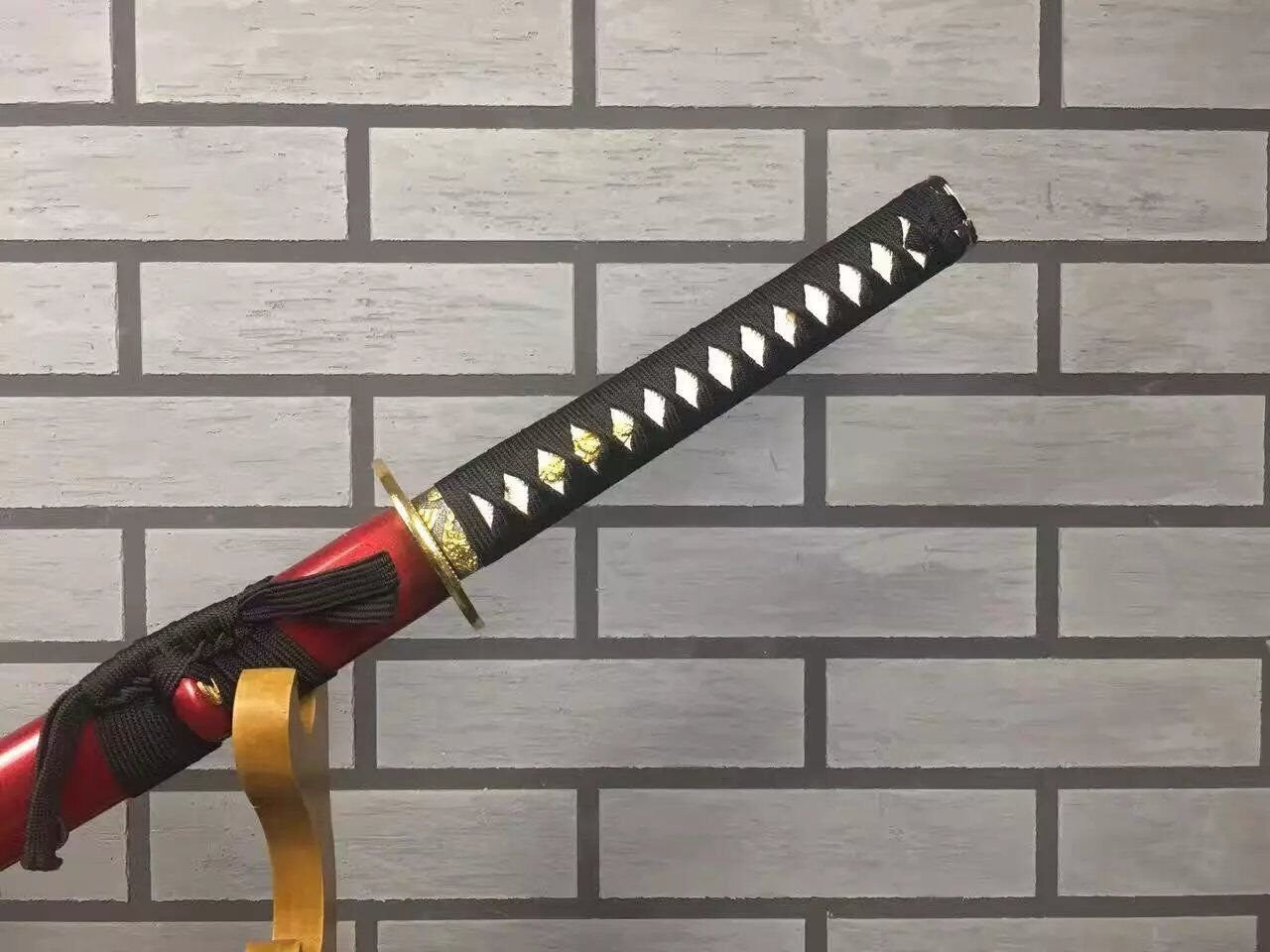 Katana uchigatana-High manganese steel blade-Red paint wood scabbard - Chinese sword shop