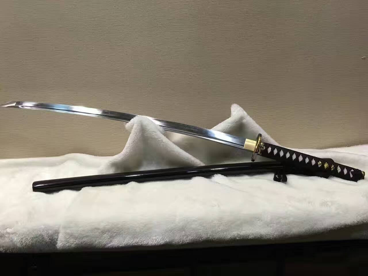 Samurai sword,katana(Medium carbon steel,Alloy fitted,Black paint scabbard)Full tang,Length 39" - Chinese sword shop