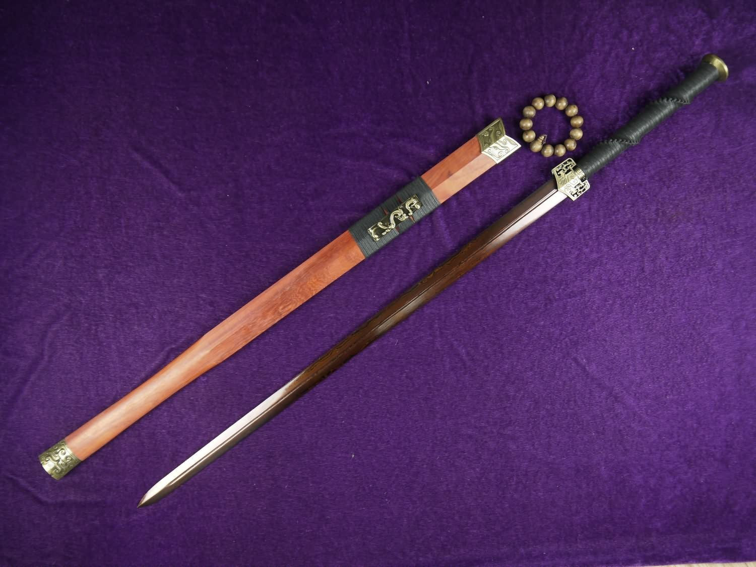 Han swords/Damascus steel red blade/Redwood scabbard/Alloy/Length 39" - Chinese sword shop