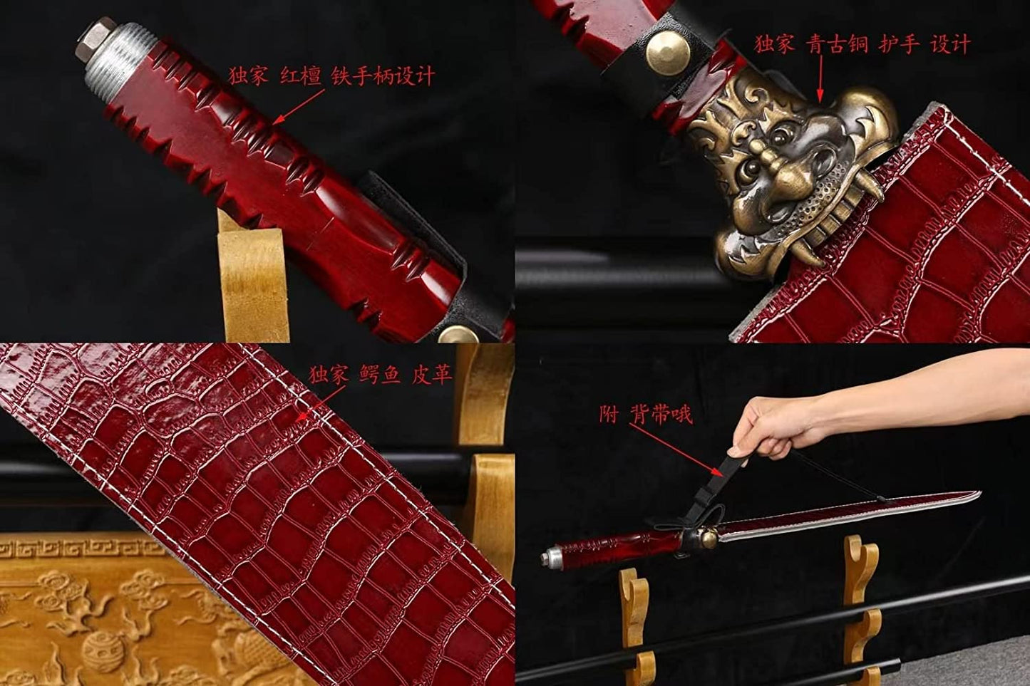 Tongtian Spear,Handmade Spring Steel Spearhead,Chinese Sword