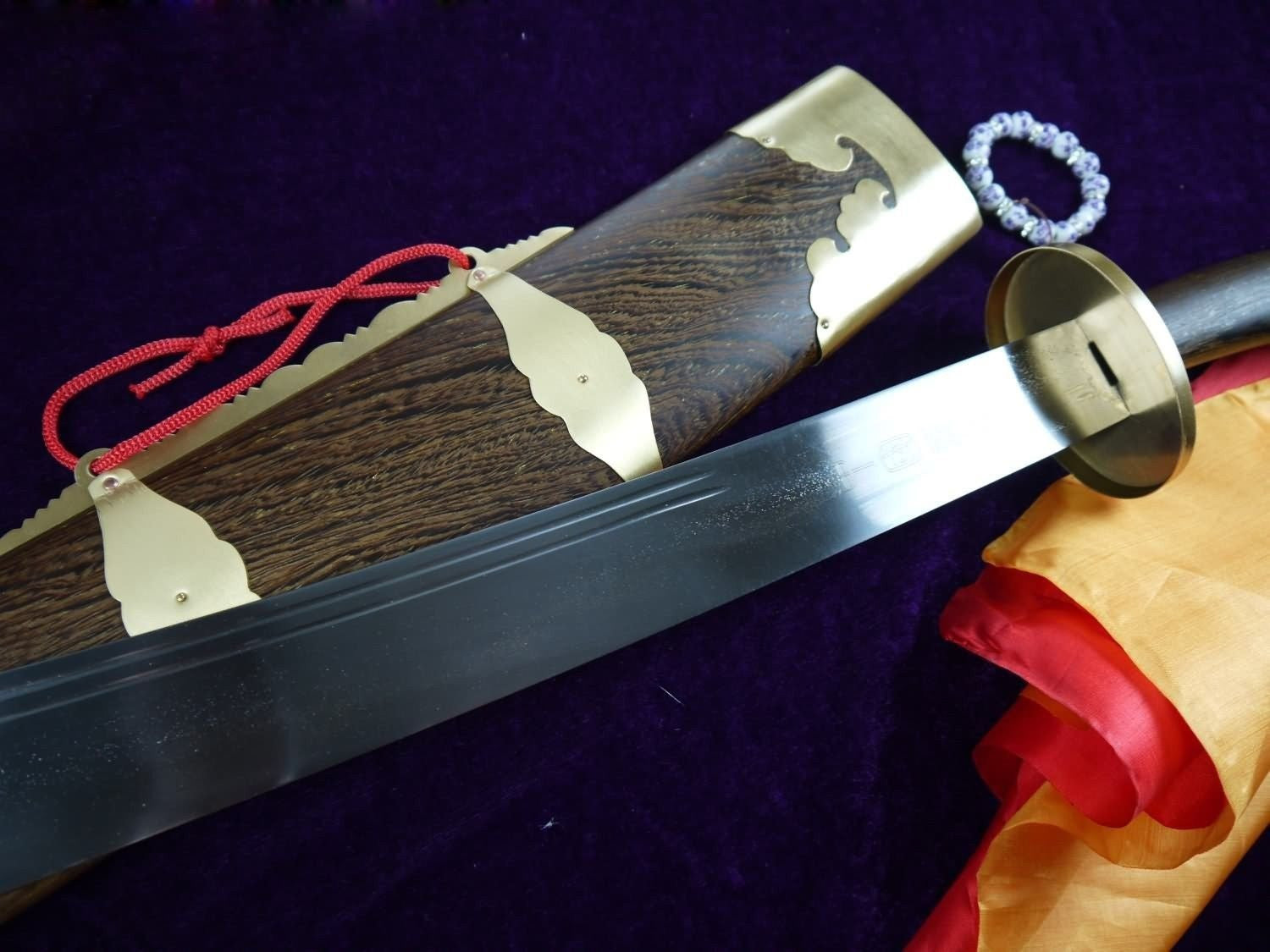 Single broadsword/Medium carbon steel/Rosewood/Coppe/Kung fu - Chinese sword shop