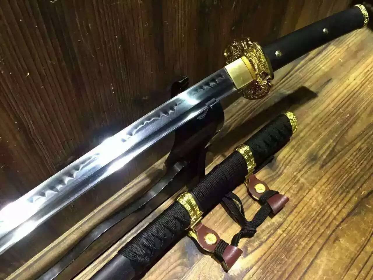 Nihontou Tachi/Katana/High carbon steel/Black wood,Alloy tosogu/Full tang - Chinese sword shop