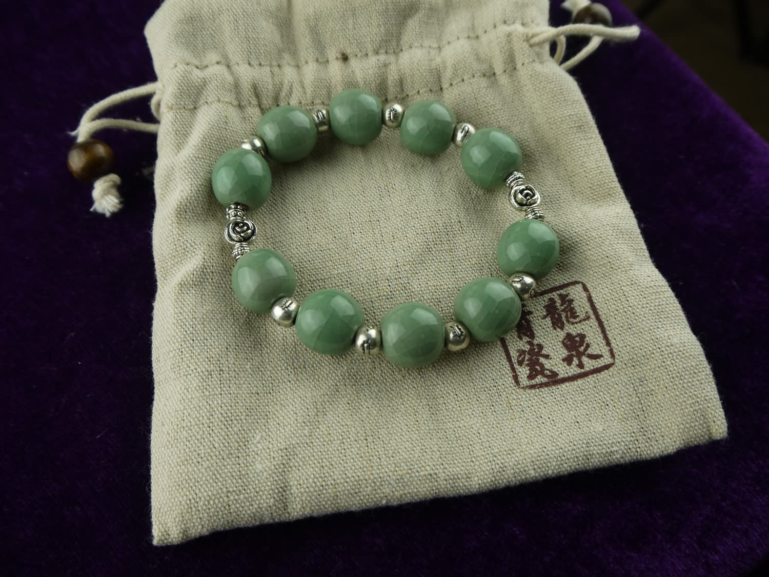 Longquan celadon Ge Kiln/Celadon bracelet/Swarovski no.1122 - Chinese sword shop