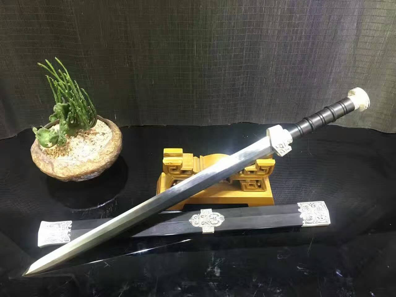 Qin jian sword/High carbon steel eight surface blade/Black wood/Length 31" - Chinese sword shop