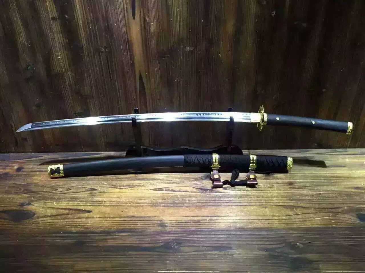 Nihontou Tachi/Katana/High carbon steel/Black wood,Alloy tosogu/Full tang - Chinese sword shop