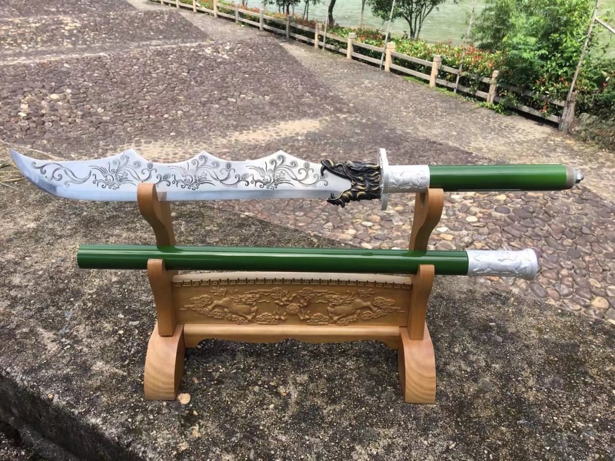 Kwan dao chinese sword,Forged High Carbon Steel blade,Green rod