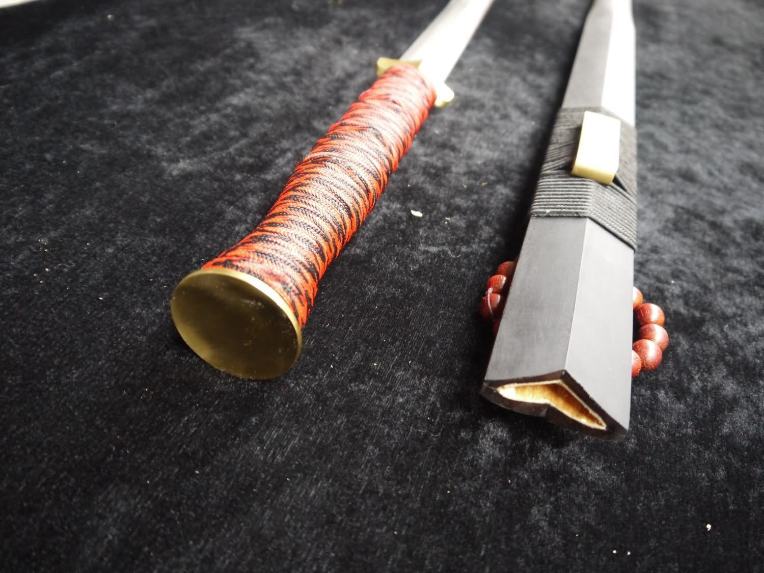 Han sword/High carbon steel blade/Black wood scabbard/Brass - Chinese sword shop