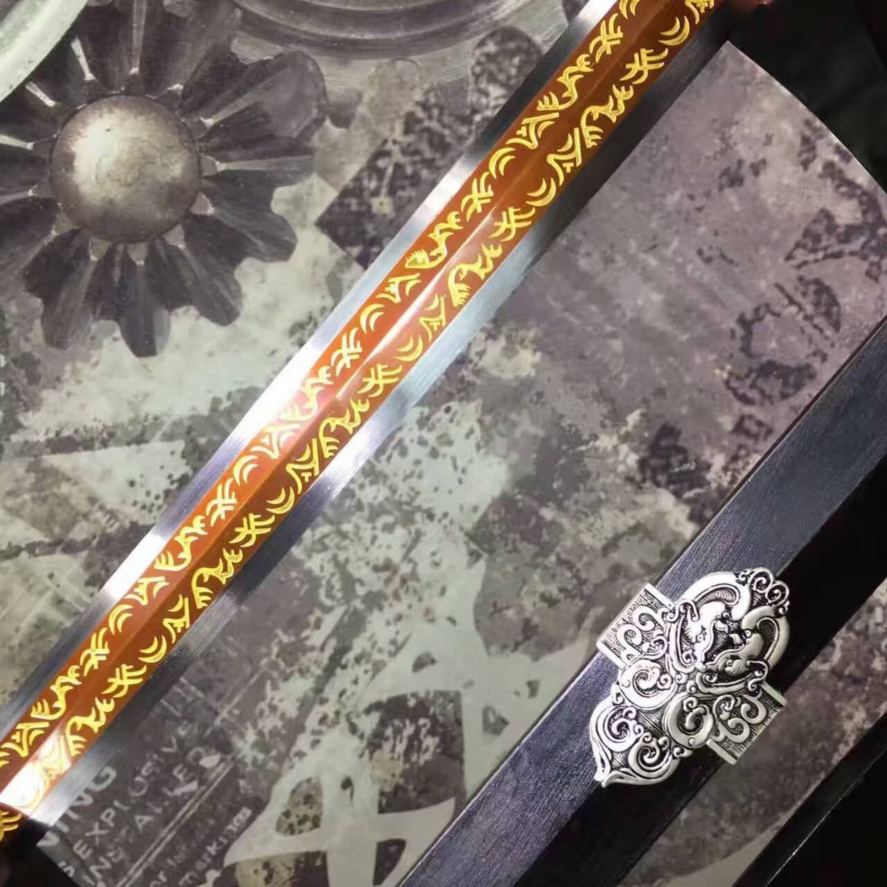 Han sword/High carbon steel eight surface blade/ Alloy fittings/Length 39" - Chinese sword shop
