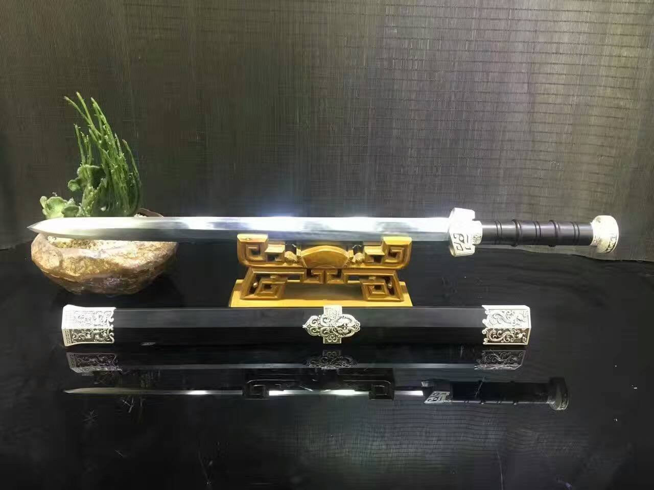 Qin jian sword/High carbon steel eight surface blade/Black wood/Length 31" - Chinese sword shop