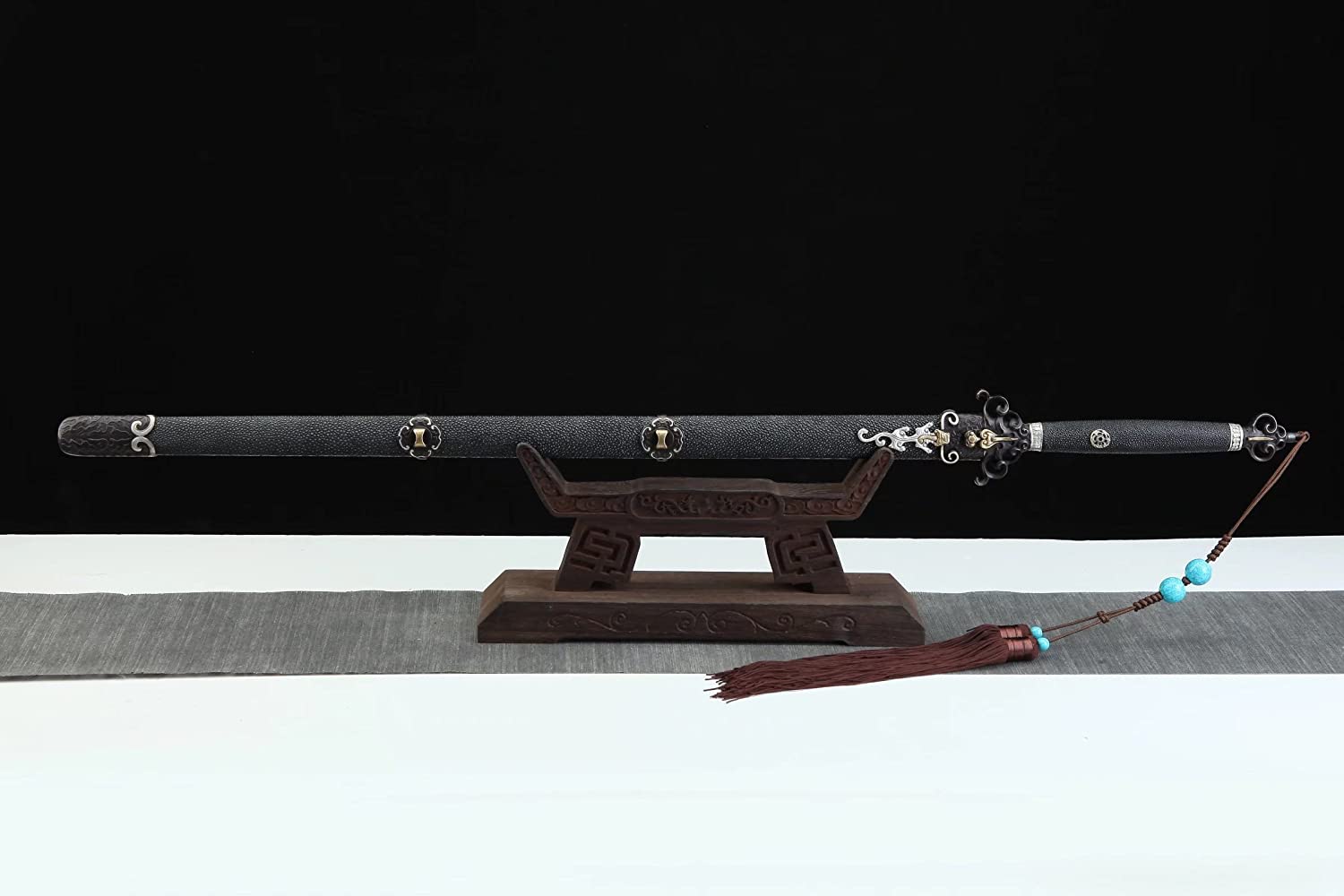 Fire Dragon Sword,Damascus Steel Blade,Brass Silver Plated