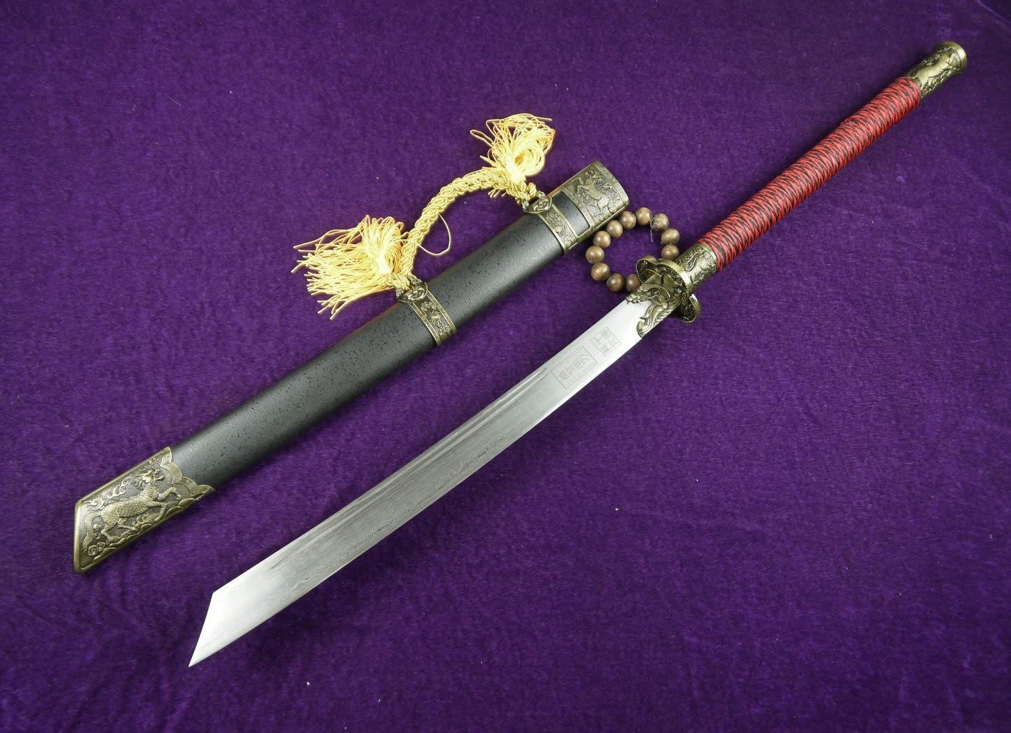 Kang xi dao sword/Damascus steel/Wood scabbard/China chop sabers - Chinese sword shop