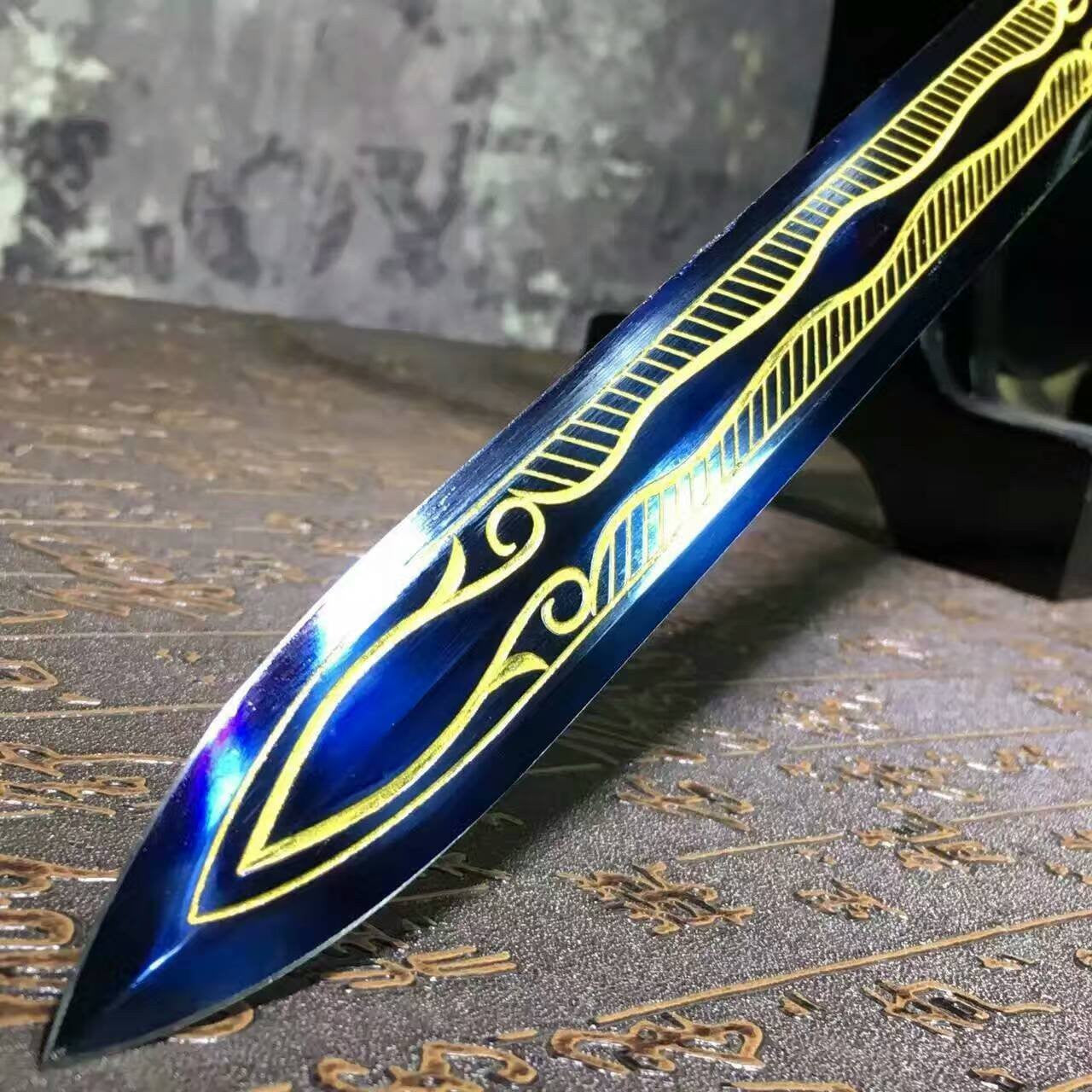 Han Jian/High carbon steel eight surface blade/Black scabbard/Length 39" - Chinese sword shop