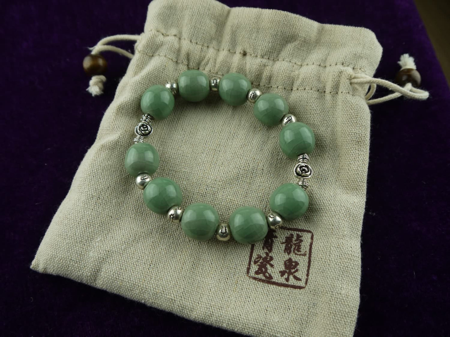 Longquan celadon Ge Kiln/Celadon bracelet/Swarovski no.1122 - Chinese sword shop