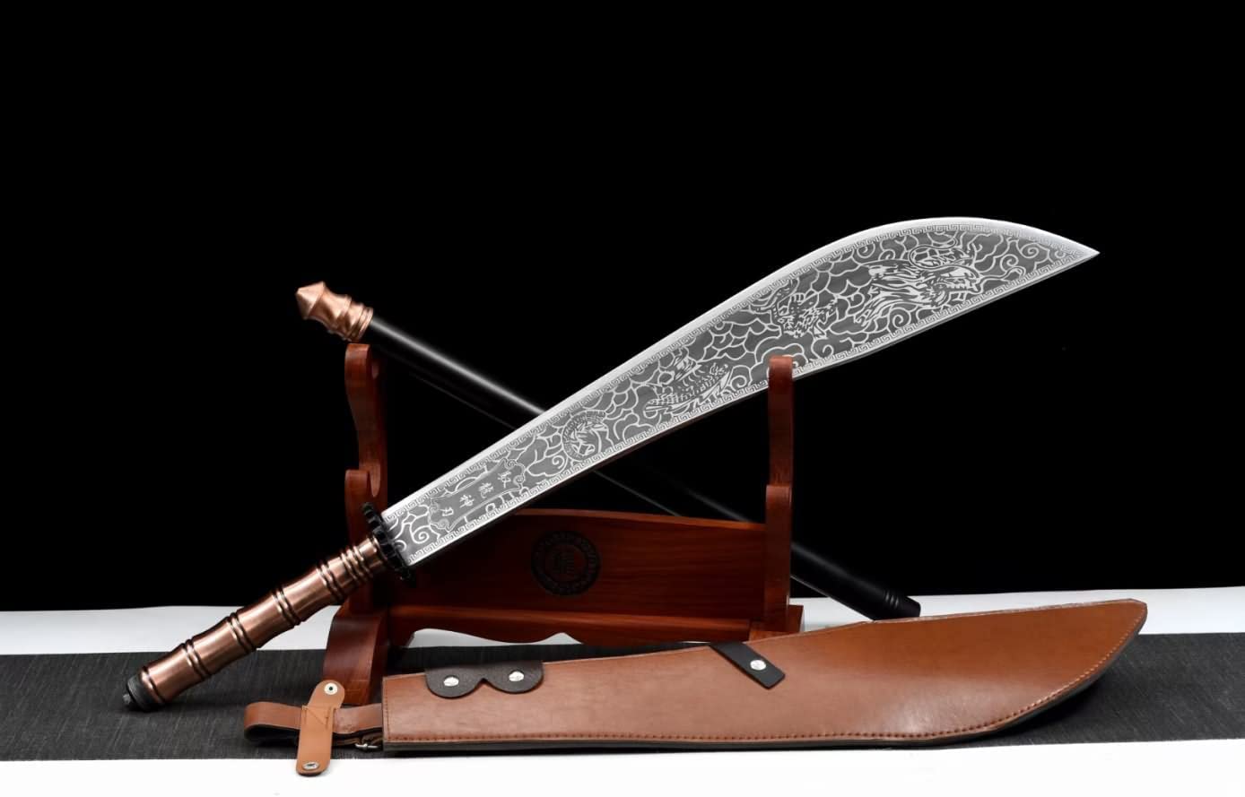 LOONGSWORD,Kwan dao,Guandao High Manganese Steel,Leather,chinese sword
