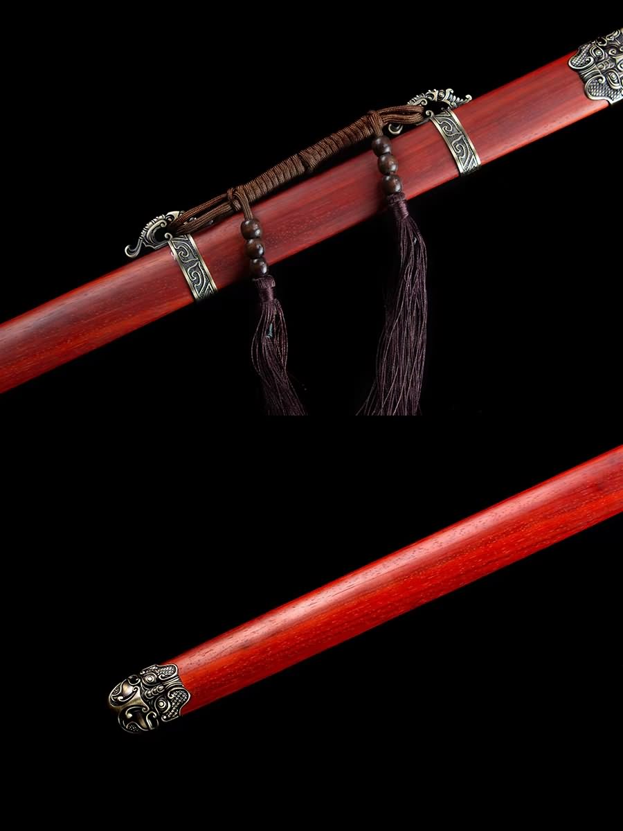LOONGSWORD,Tang jian,Battle Ready,Forged High Manganese Steel Blades,Redwood Scabbard