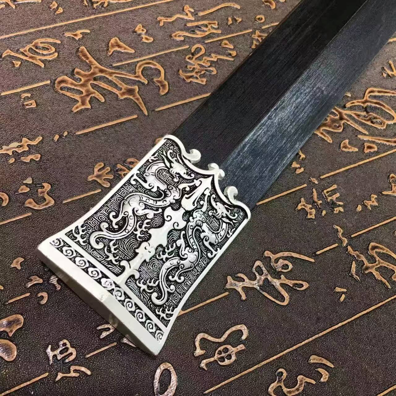 Han Jian/High carbon steel eight surface blade/Black scabbard/Length 39" - Chinese sword shop