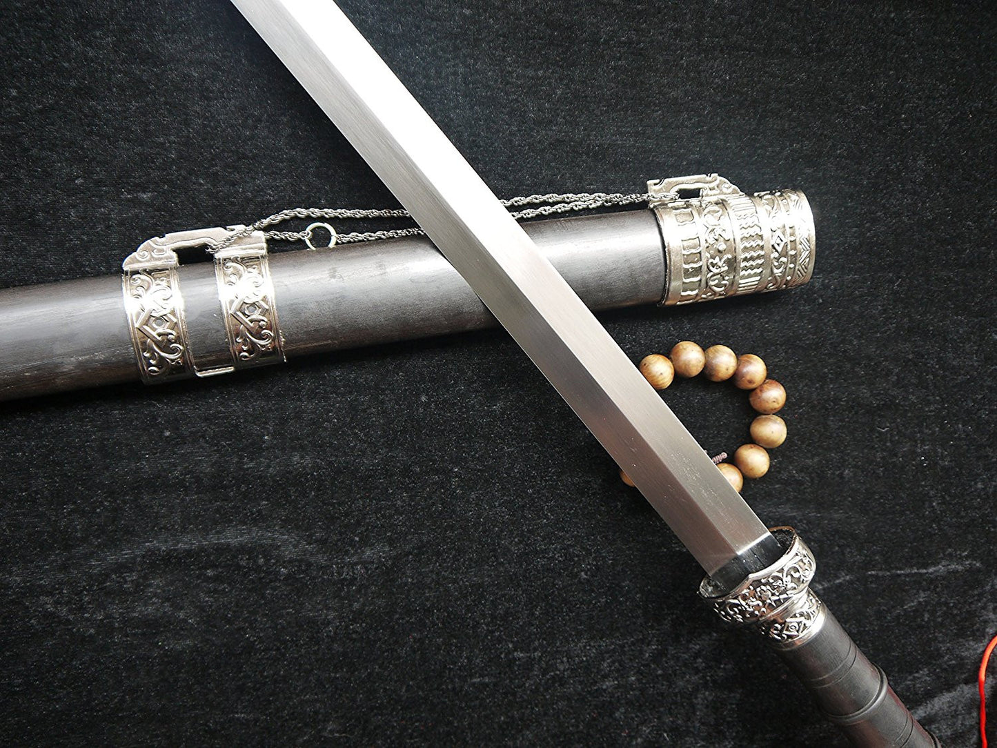 Longquan sword(High carbon steel blade,Black wood scabbard,Zinc-alloy fitted)Length 39" - Chinese sword shop