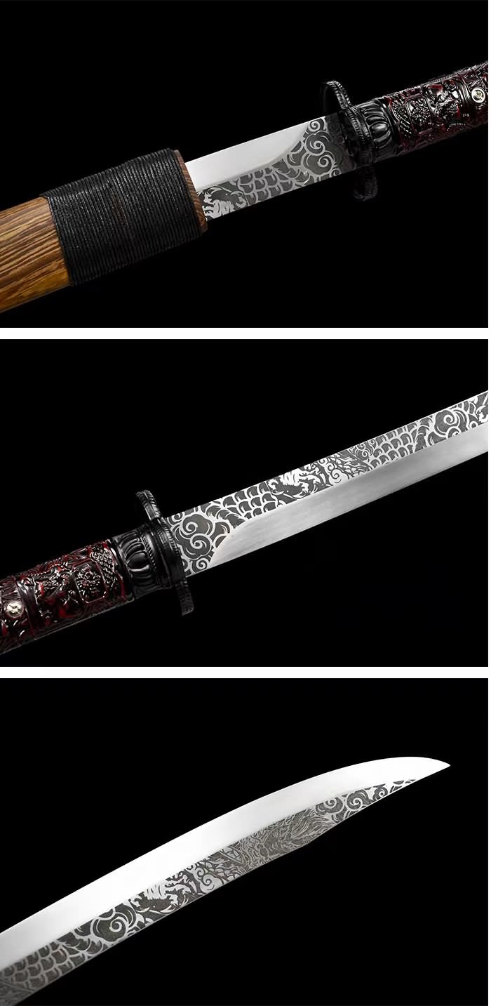 Horn Dao Swords High Carbon Steel Blade,Rosewood Scabbard,Dragon Handle,LOONGSWORD