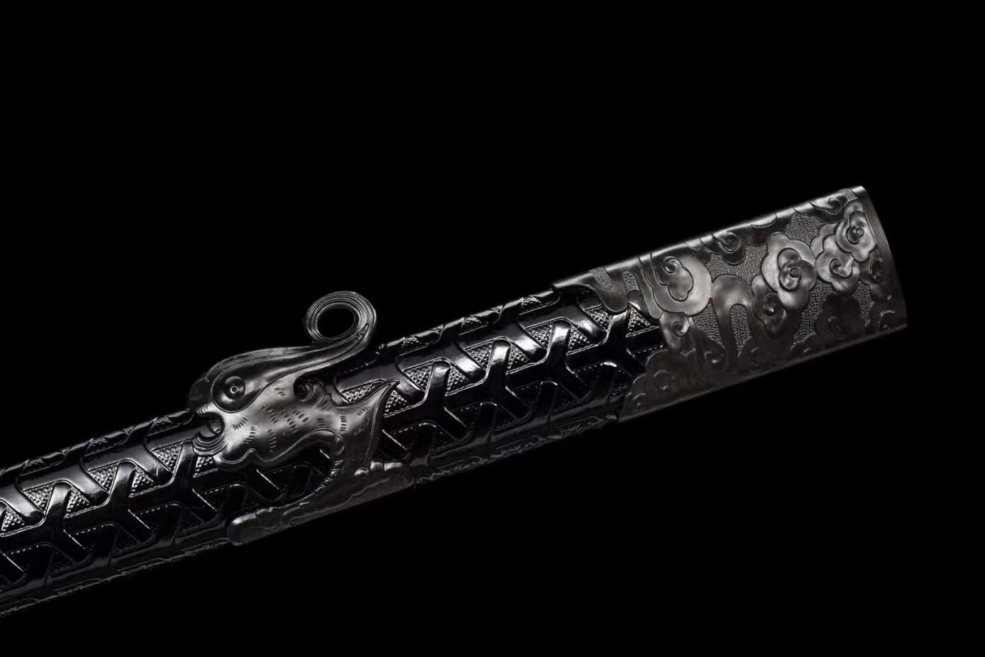 LOONGSWORD,chinese sword,Loong Tang dao high Carbon Steel,Alloy Fittings,Black Scabbard