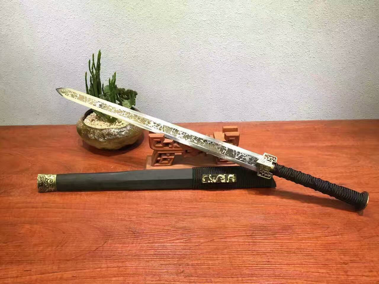 Chibi jian/High carbon steel blade/Black wood,Alloy fittings&Handmade art - Chinese sword shop