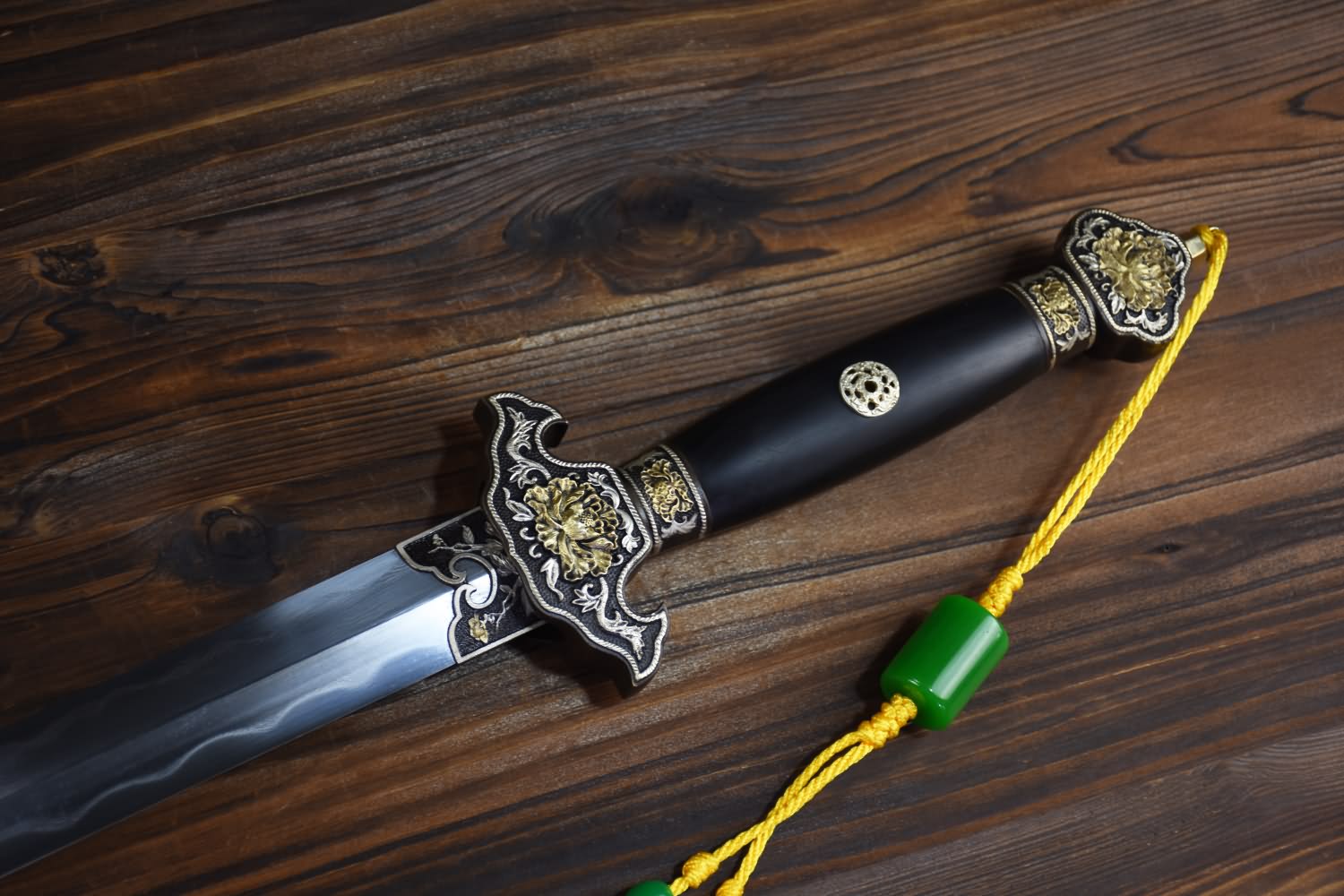 PEONY Sword,Hand forged,Damascus steel  turn blade,Brass fittings - Chinese sword shop