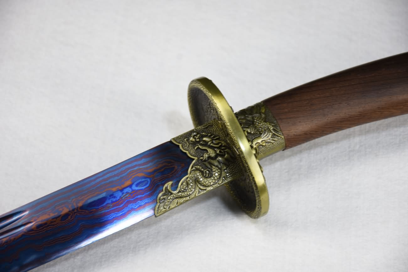 Qing dao sword,Damascus steel blue blade,Alloy fittings - Chinese sword shop