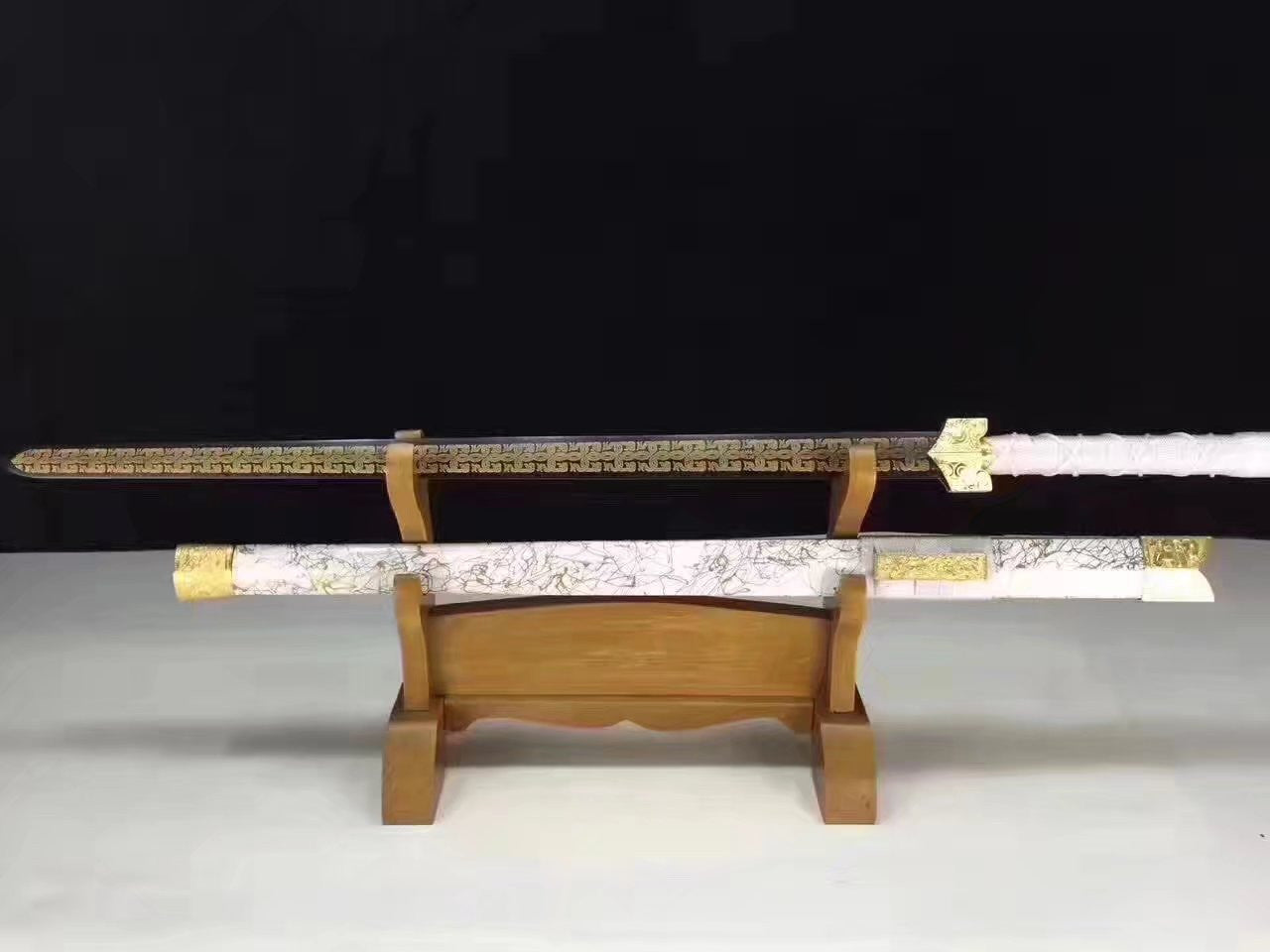 Han sword,Medium carbon steel etch blade,White scabbard,Alloy - Chinese sword shop