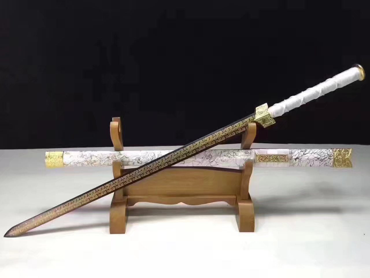Han sword,Medium carbon steel etch blade,White scabbard,Alloy - Chinese sword shop