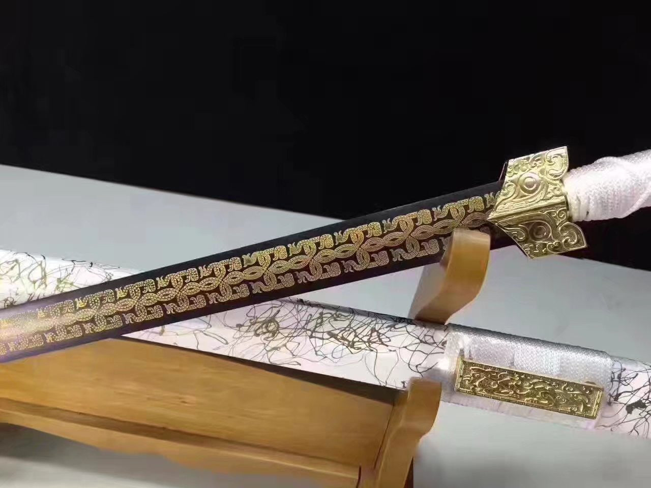 Han sword,Medium carbon steel etch blade,White scabbard,Alloy - Chinese sword shop