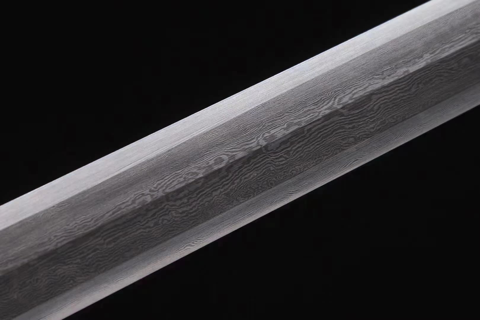 Han jian Forged Damascus Steel Blade Black Wood Scabbard Chinese sword