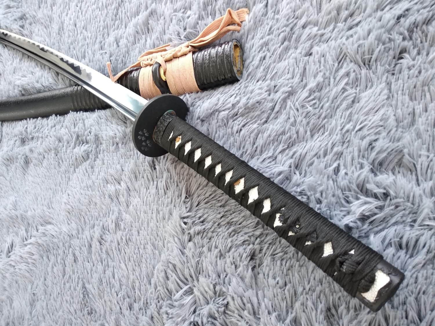 Katana/Hand Forged/carbon steel blade/Wood/Oriental cherry Tusba/Heat Tempered - Chinese sword shop