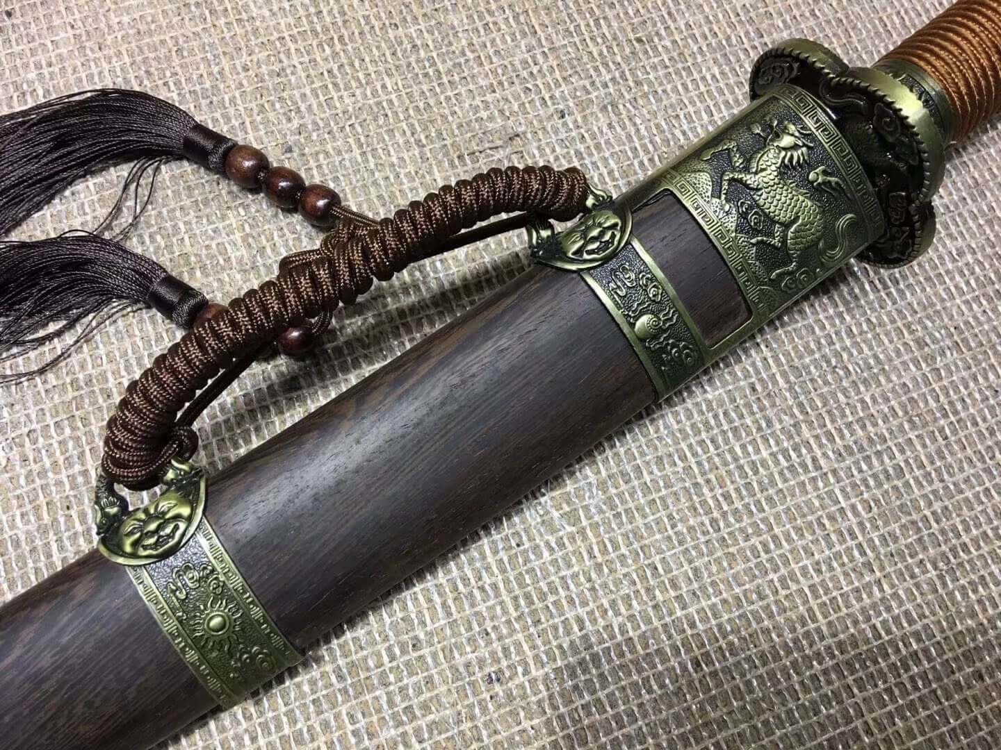 Broadsword/Kangxi dao/Damascus steel red blade/Alloy fittings/Rosewood scabbard - Chinese sword shop