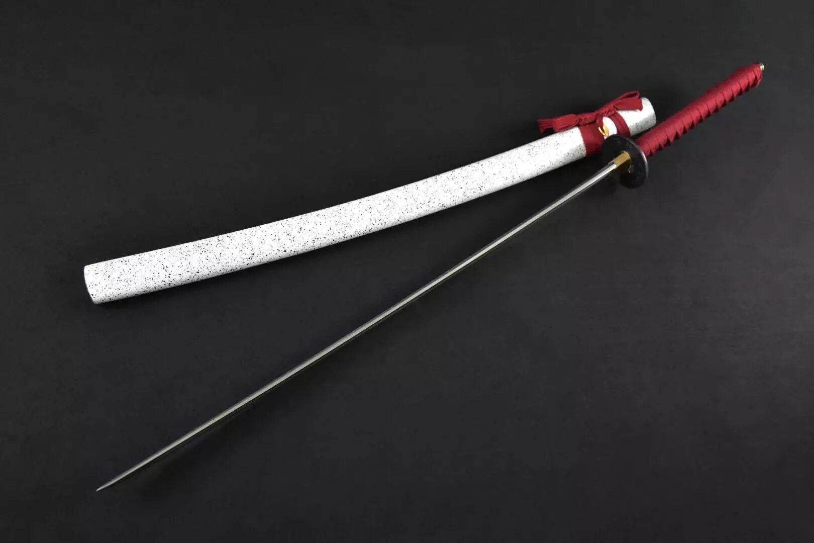 Japanese sword,katana(Medium carbon steel,White paint scabbard,Alloy fitted)Full tang - Chinese sword shop