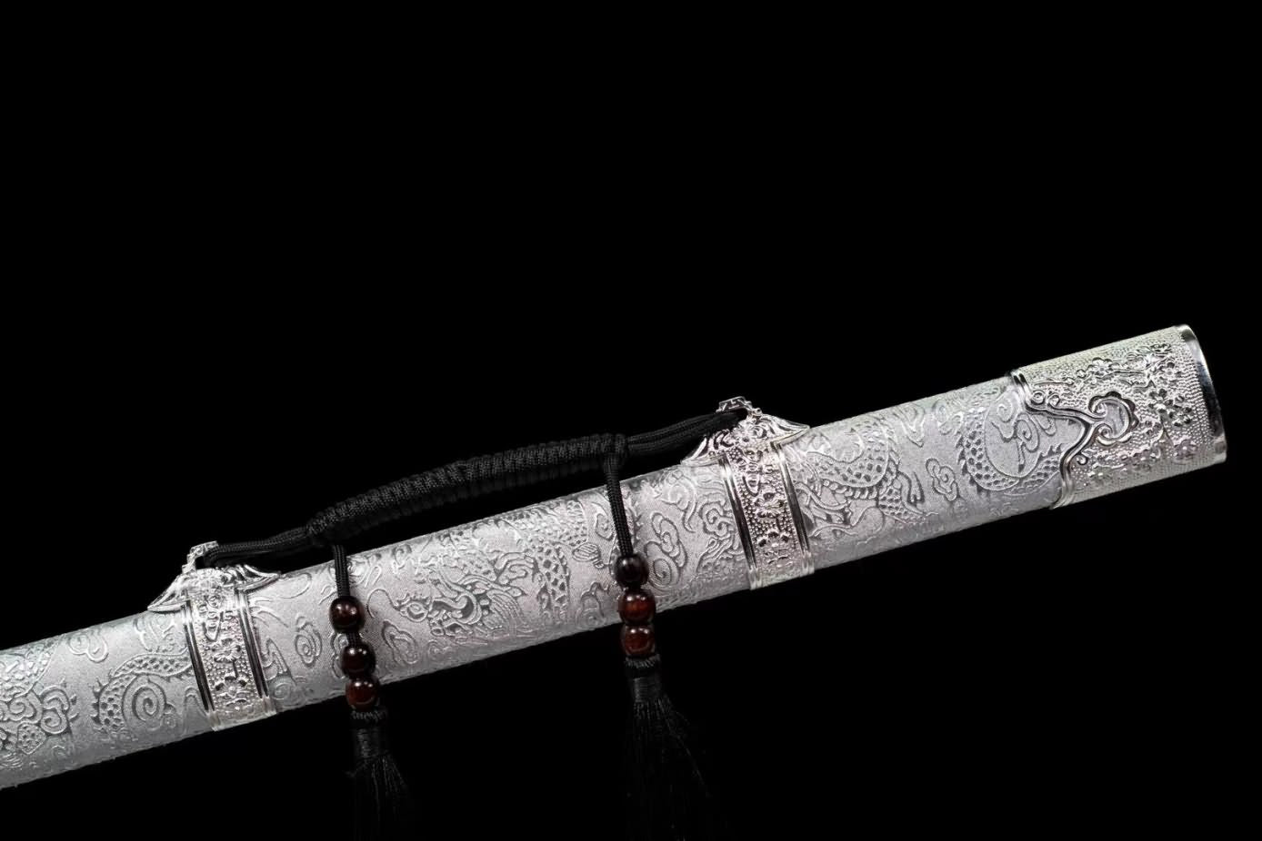 Yanling Swords Real,Forged Colored Blade,Alloy Fittings,Silver Scabbard,LOONGSWORD