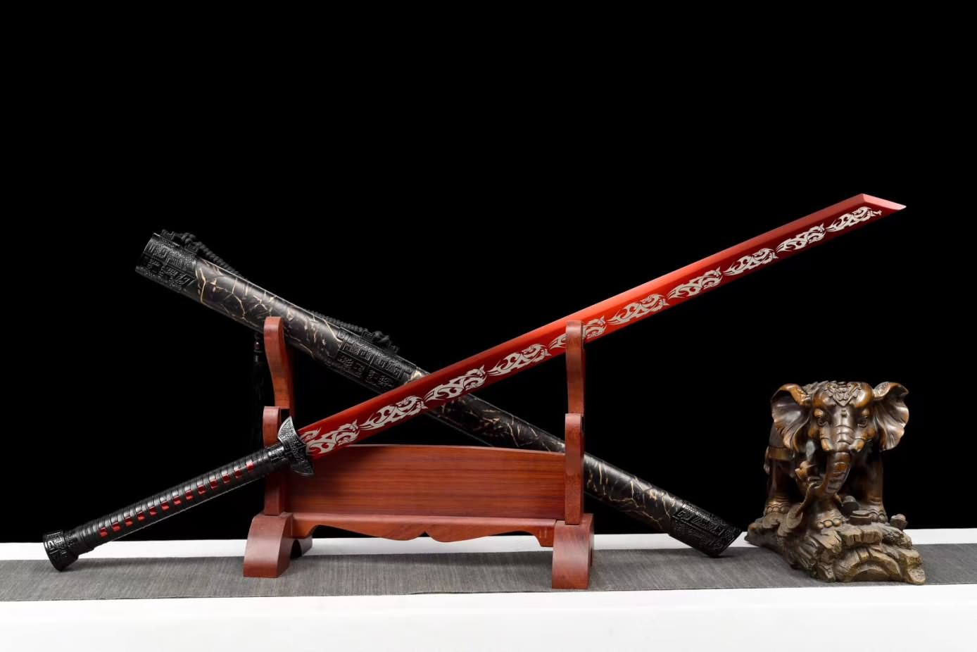 Black Gold Swords Real High Carbon Steel red Blades,Alloy Fittings,LOONGSWORD