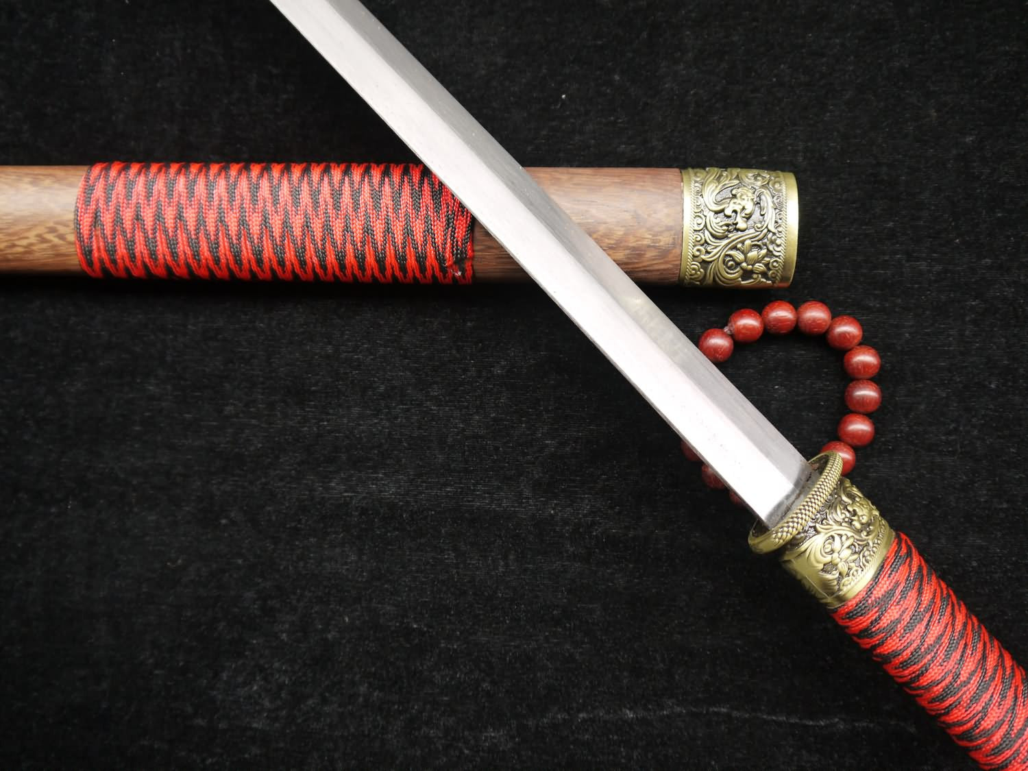 Han jian(Damascus steel blade,Rosewood scabbard,Alloy fittings)Full tang - Chinese sword shop