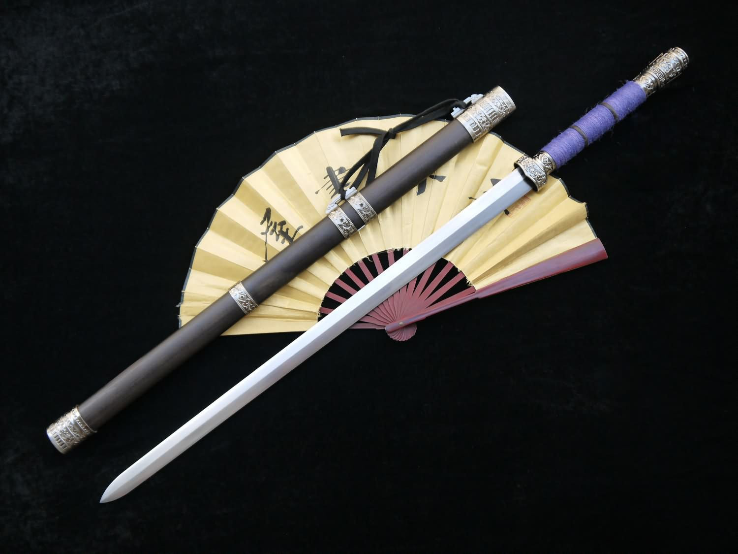 Handmade knife,High carbon Steel blade,Black wood scabbard,Alloy fittings - Chinese sword shop