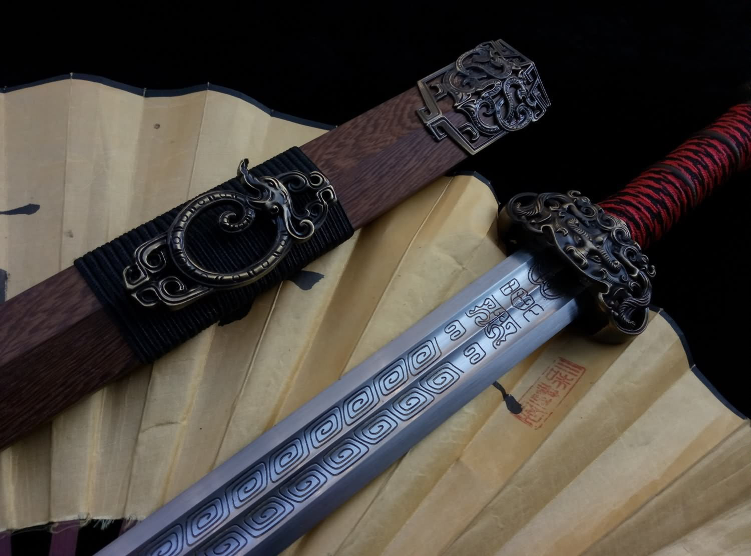 Talisman sword(High carbon steel blade,Rosewood,Alloy fitted)Length 30" - Chinese sword shop