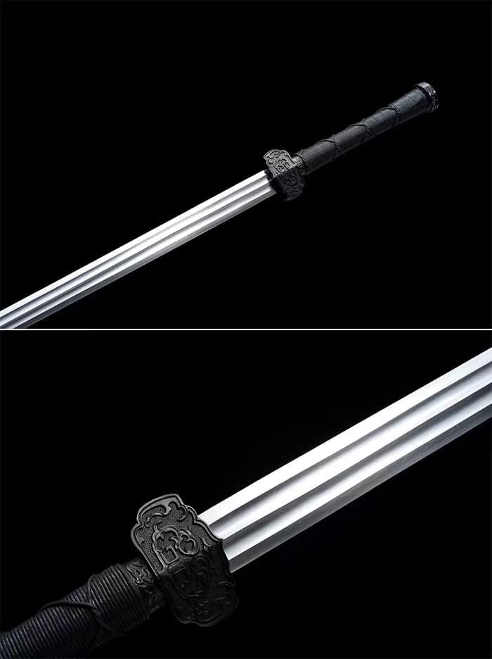 Ruyi jian Swords High Carbon Steel Groove Blade,Alloy Fittings,Fake Skin Scabbard