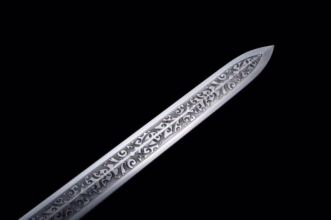 LOONGSWORD,Ruyi jian Tactical Swords High Carbon Steel Blade,Skin Scabbard,Alloy Fittings