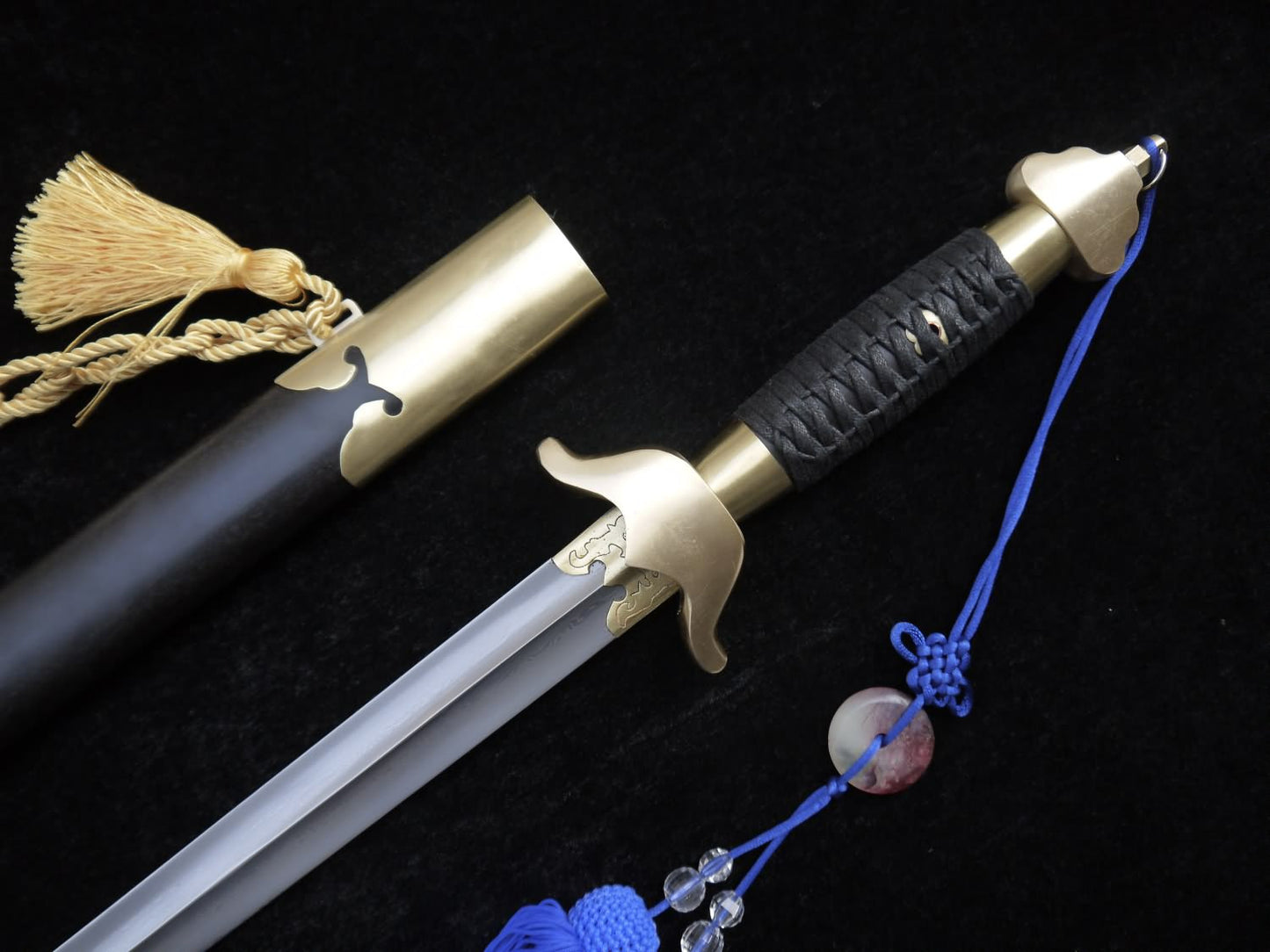 Tai Chi sword(Folded steel flexible blade,Black wood scabbard,Copper fitted)Length 39" - Chinese sword shop