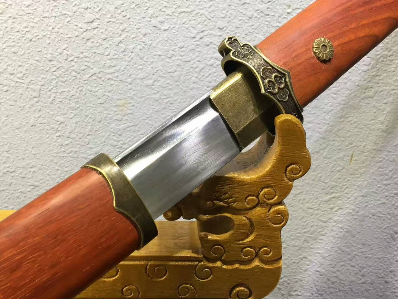 Tang dao(Pattern steel blade,Redwood scabbard/Alloy Knife fitted)Full tang - Chinese sword shop