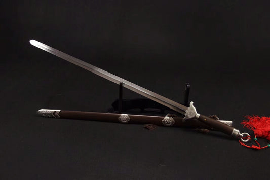 Training sword,Damascus steel blade,Rosewood scabbard,Steel fittings - Chinese sword shop
