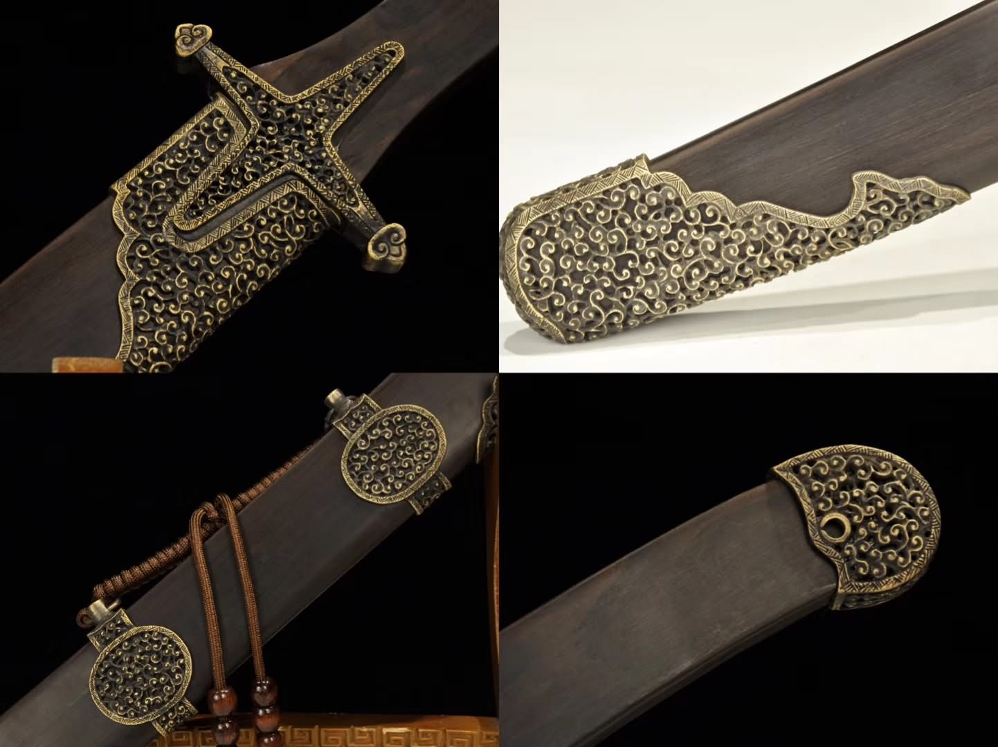 ASTRO KNIFE,SABRE,Damascus steel blade,Brass fittings,Black wood&handmade art - Chinese sword shop