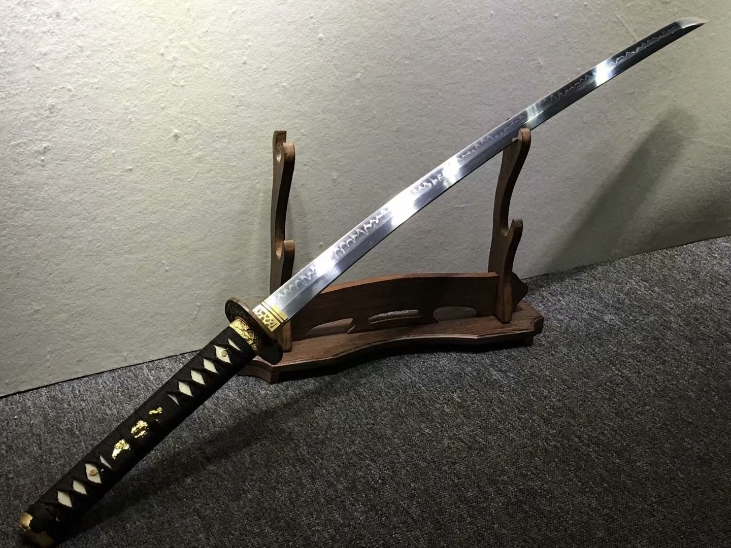 Samurai sword,Hand forged,High carbon steel burn blade,Brass,Full tang,B - Chinese sword shop