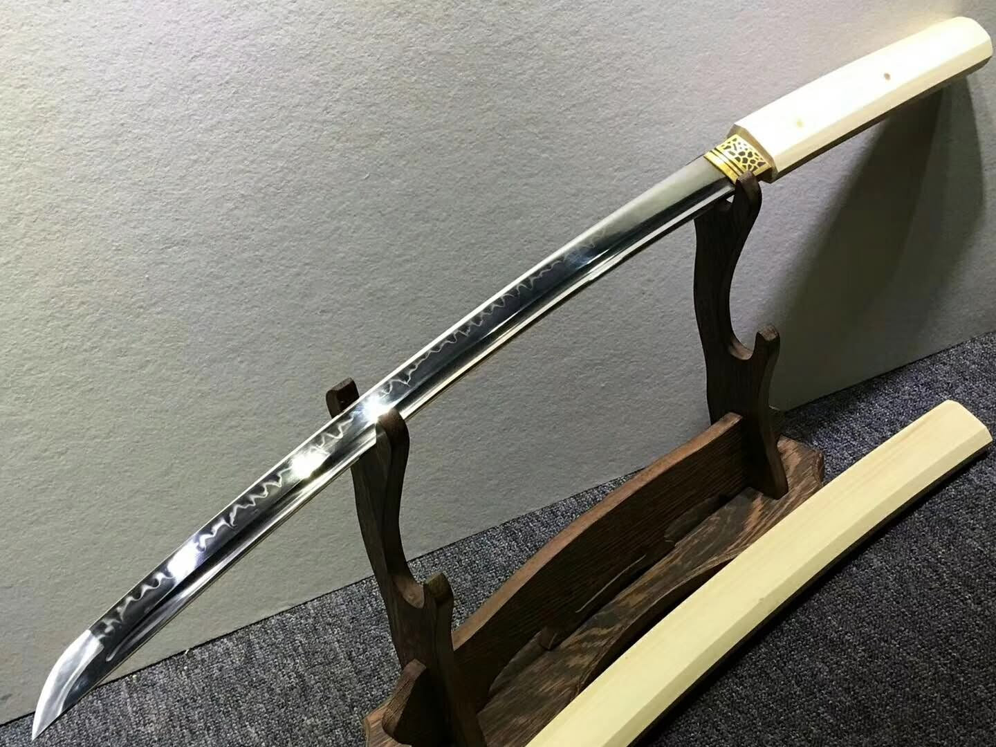 Katana,Handmade High carbon steel burn blade,Beech wood,Length 30" - Chinese sword shop