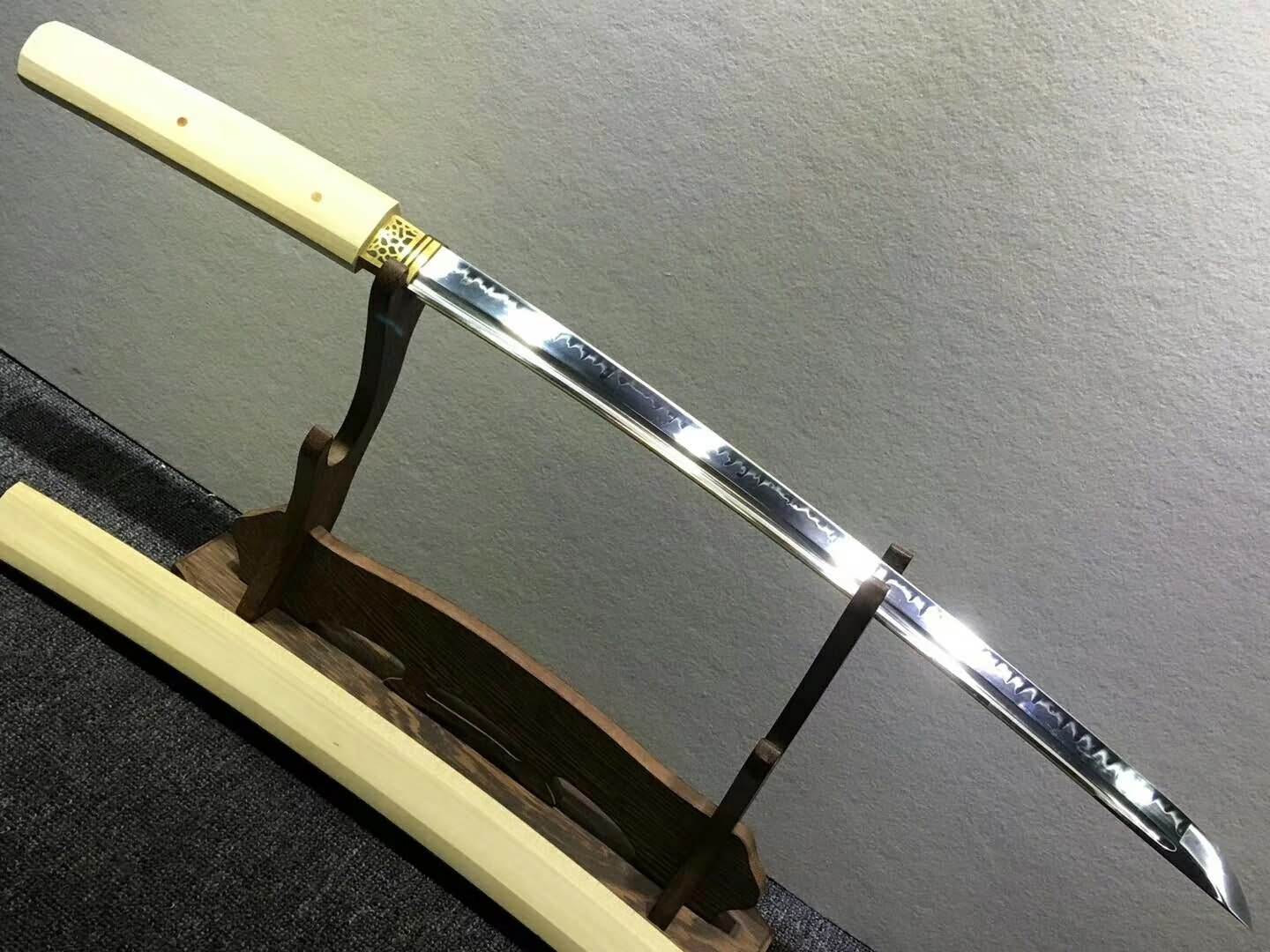 Katana,Handmade High carbon steel burn blade,Beech wood,Length 30" - Chinese sword shop
