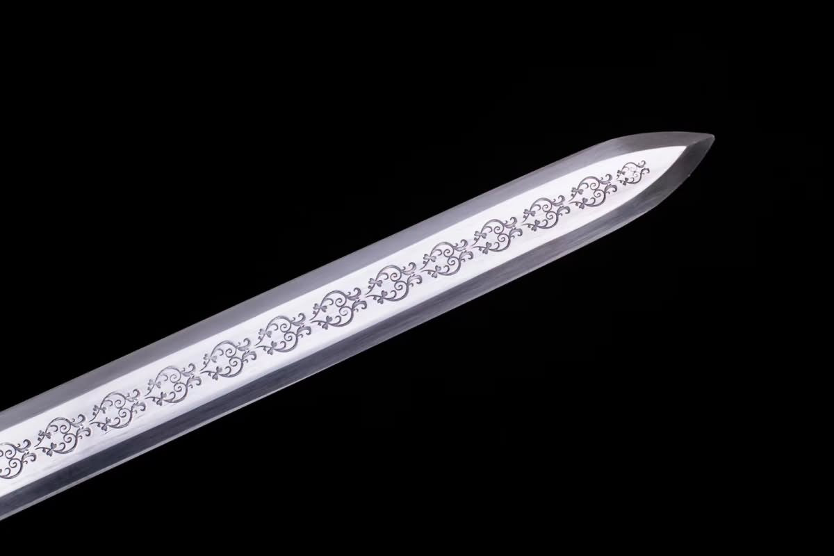 LOONGSWORD,Chinese sword,Han jian,High carbon steel etch blade,Alloy handle,White scabbard