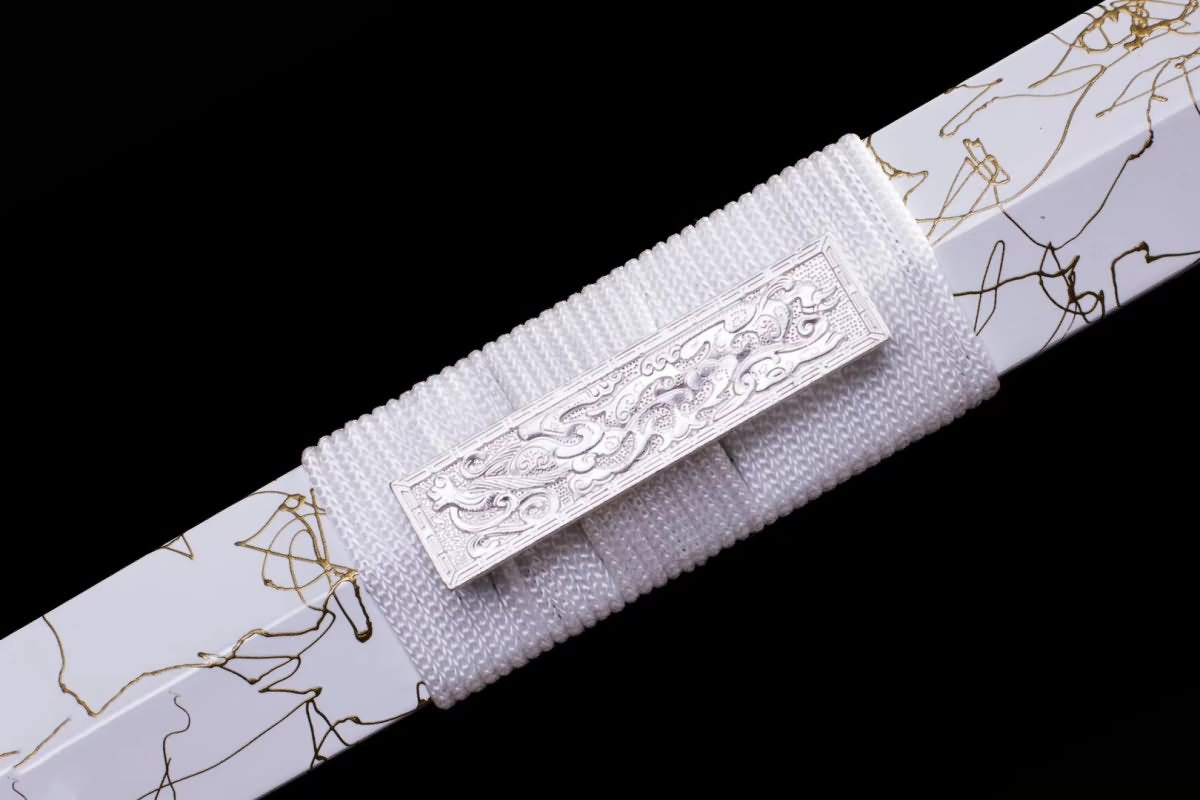 LOONGSWORD,Chinese sword,Han jian,High carbon steel etch blade,Alloy handle,White scabbard